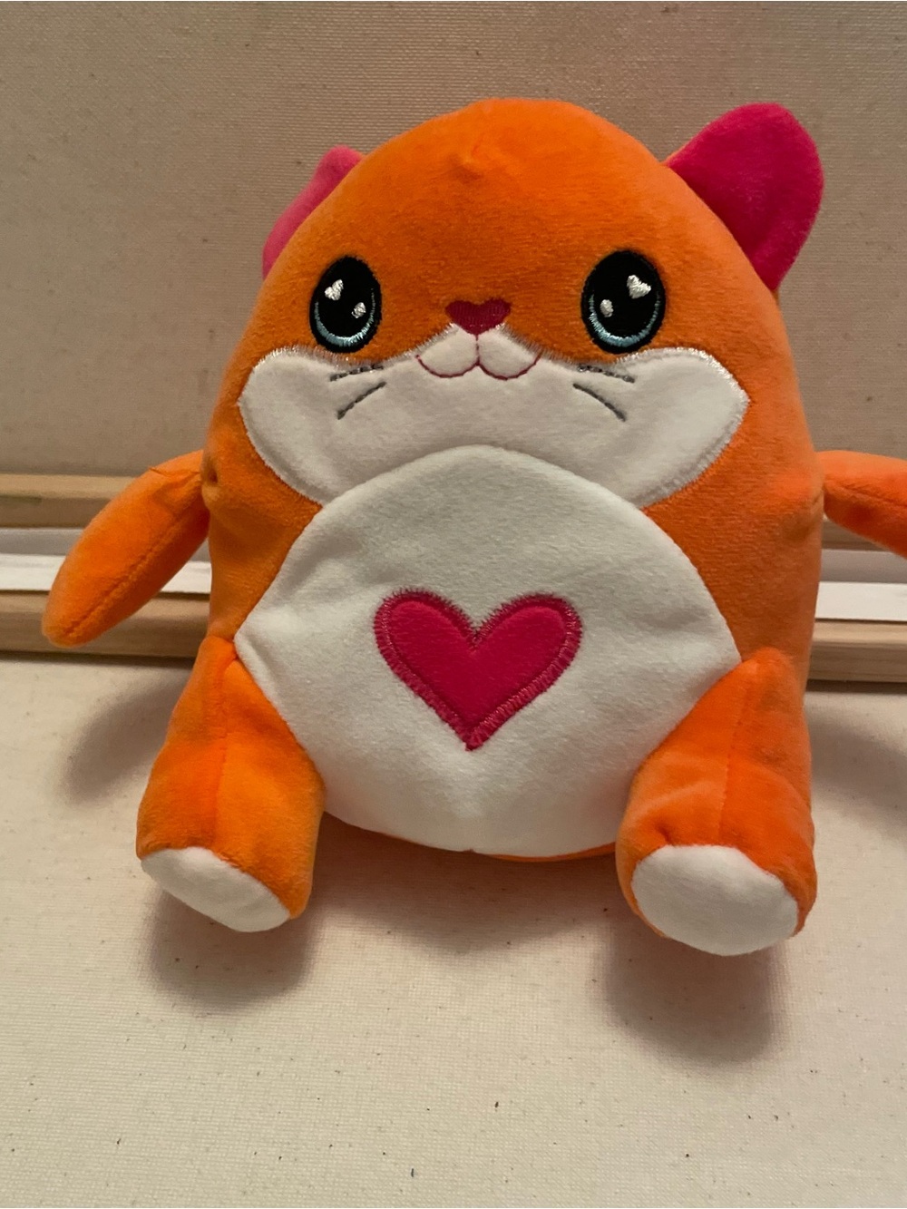 Orange Cat plushie squishable stuffed animal with heart